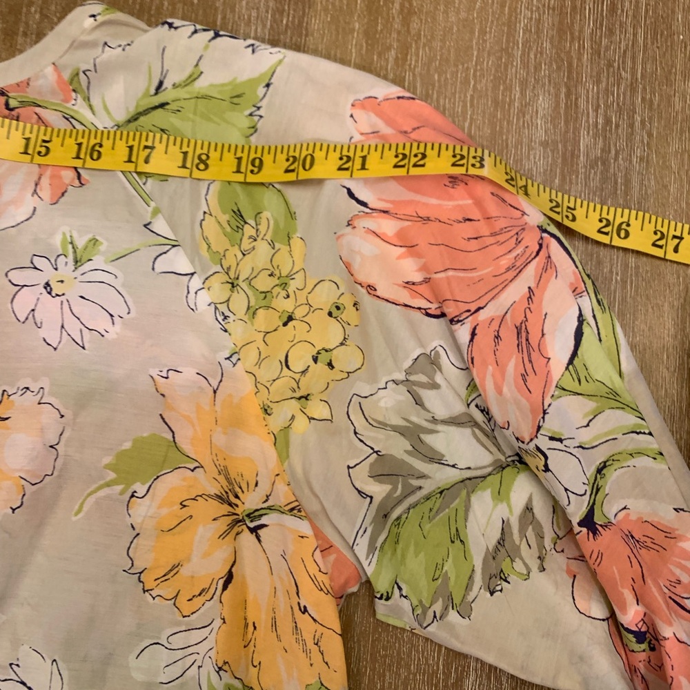 Tommy Bahama Cotton/Silk Floral Blouse in Orange, Yellow, and Green - Picture 12 of 12